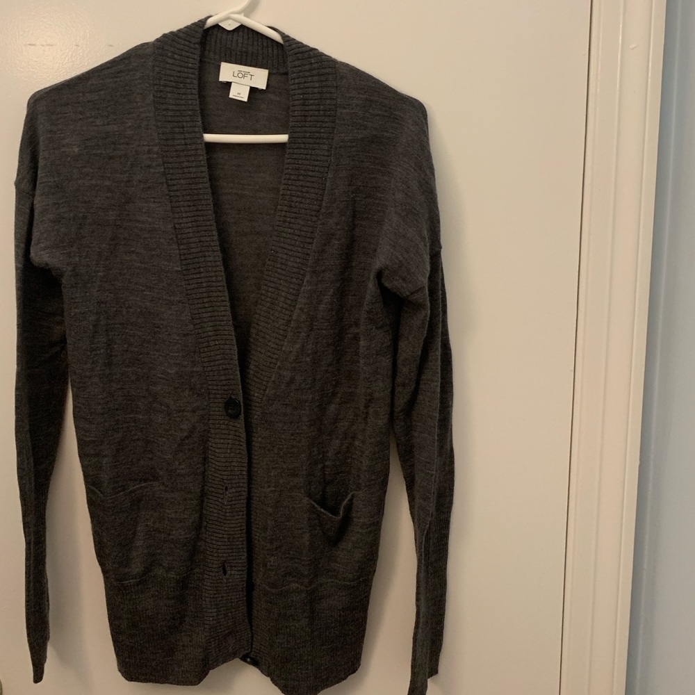 Charcoal gray Loft cardigan
